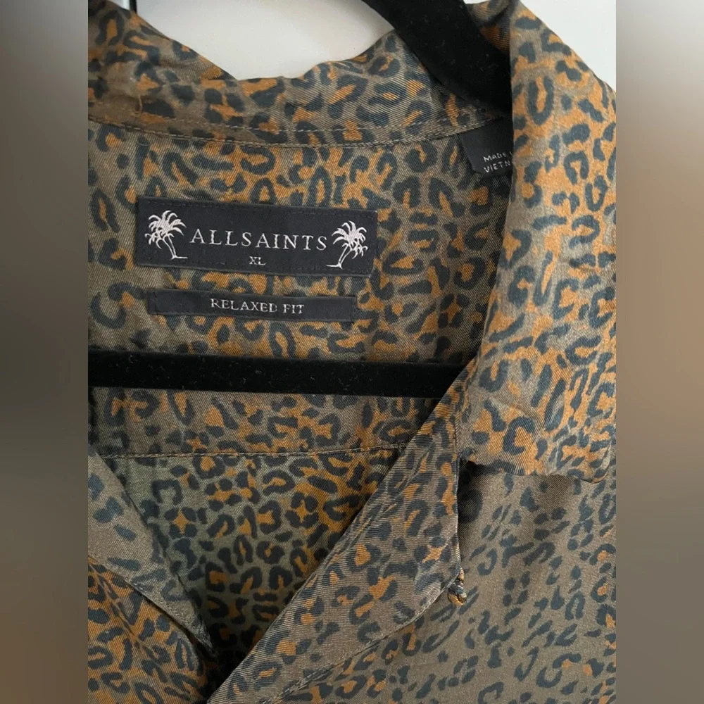 All Saints silk Brown Leopard Pattern Shirt - Picture 7 of 8